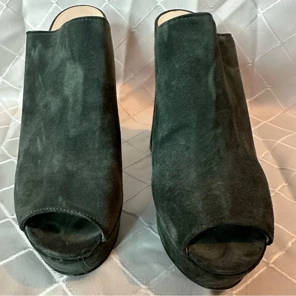 Kenneth Cole Dark Green Peep-Toe Mules, size 39 - Picture 2 of 12